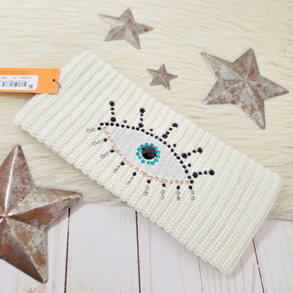 Kurt Geiger London Rainbow Evil Eye Headband Bone Ivory ear warmers NWT
